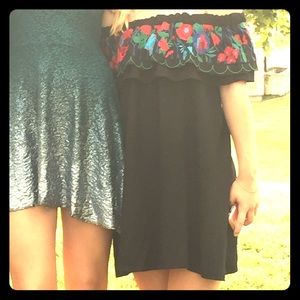 Black mini Dress with Flowers